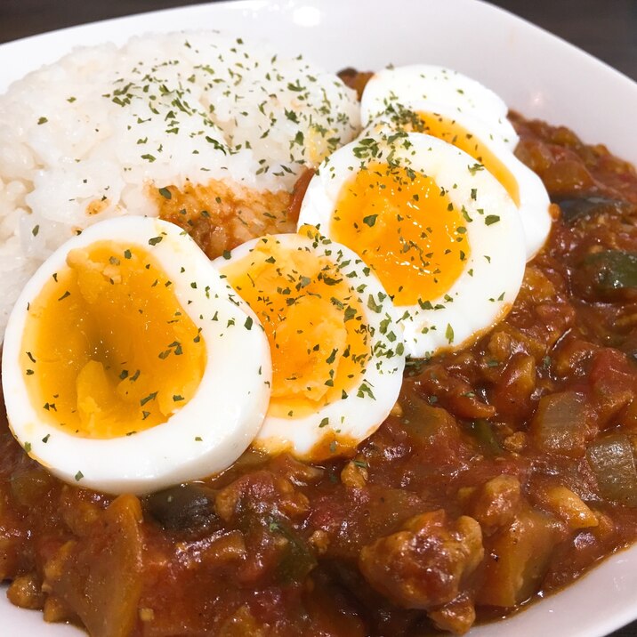 トマト缶で夏野菜キーマカレー